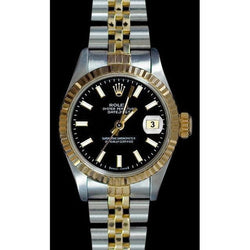 Rolex Datumjust Dameshorloge Zwarte Stok wijzerplaat roestvrij staal & Gouden Jubileum