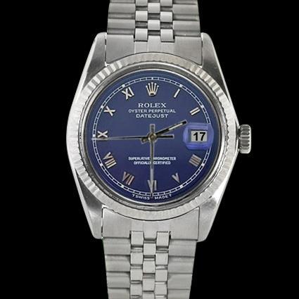 Rolex Datumjust Herenhorloge Blauwe Romeinse wijzerplaat Gecanneleerde lunette Roestvrij staal Jubileum snel ingesteld
