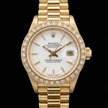 Afbeelding in Gallery-weergave laden, Rolex Datumjust Horloge Geelgouden Armband Stok Wijzerplaat Diamanten Lunette

