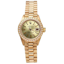 Rolex Datejust Horloge Presidentiële Stijl Champagne Wijzerplaat met Streepindexen Lunette