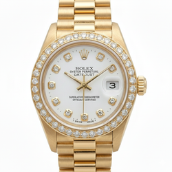 Rolex Datejust Horloge Presidentiële Stijl Gouden Lunette Diamanten Wijzerplaat Rolex