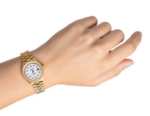 Afbeelding in Gallery-weergave laden, Rolex Datumjust Horloge Presidentiële Stijl Gouden Lunette Diamanten Wijzerplaat Rolex P2
