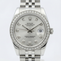 Rolex Datumjust Middelgroot 31 Mm Horloge Aangepaste Diamant Wijzerplaat Jubileum Armband roestvrij staal