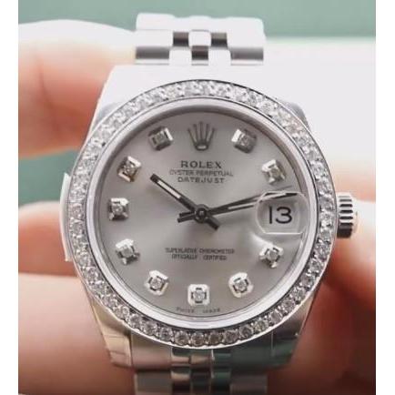 Rolex Datumjust Middelgroot 31 Mm Horloge Aangepaste Diamant Wijzerplaat Jubileum Armband roestvrij staal
