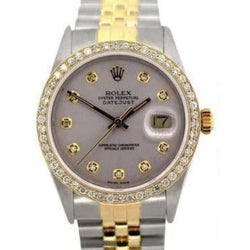 Rolex Datejust Midsize 31 mm Grijze Parelmoer Diamanten Wijzerplaat Diamanten Lunette Jubilee-armband Horloge RvS & Goud