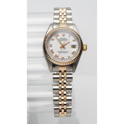 Rolex Datumjust Romeinse wijzerplaat gecanneleerde lunette horloge roestvrij staal & gouden Jubileum armband
