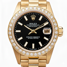Afbeelding in Gallery-weergave laden, Rolex Datumjust Stok wijzerplaat presidentiële stijl dameshorloge diamanten rand
