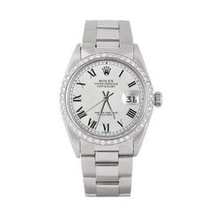 Rolex Datumjust Witte Romeinse Wijzerplaat Diamanten Lunette Herenhorloge roestvrij staal oester snelle instelling