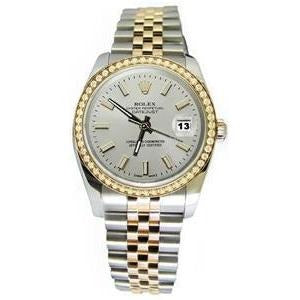 Rolex Datumjust Witte Stok Wijzerplaat Diamanten rand Horloge Goud & roestvrij staal
