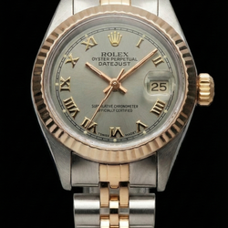 Rolex Datumjust dameshorloge Roestvrij staal en geelgoud Gecanneleerde lunette