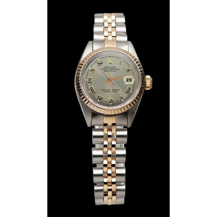 Rolex Datumjust dameshorloge Roestvrij staal en geelgoud Gecanneleerde lunette

