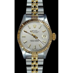 Rolex Datumjust dameshorloge met witte wijzerplaat, roestvrij staal en geel goud