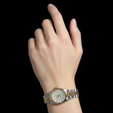Afbeelding in Gallery-weergave laden, Rolex Datumjust dameshorloge met witte wijzerplaat, roestvrij staal en geel goud P2
