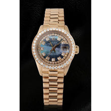 Afbeelding in Gallery-weergave laden, Rolex Datumjust dameshorloge parelmoer diamanten wijzerplaat geel goud

