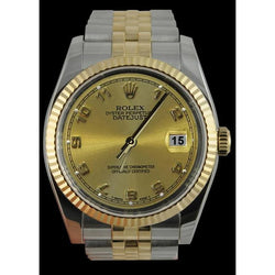 Rolex Datumjust herenhorloge Champagne Arabische armband Roestvrij staal en goud snel ingesteld