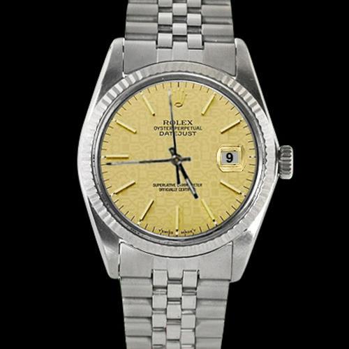 Rolex Datumjust herenhorloge Roestvrij staal gecanneleerde rand Champagne Stok wijzerplaat snel ingesteld
