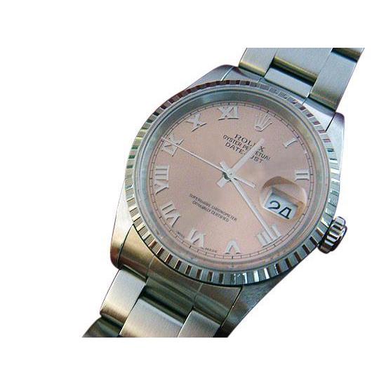 Rolex Datumjust herenhorloge met rosé wijzerplaat, datum gewoon snel ingesteld
