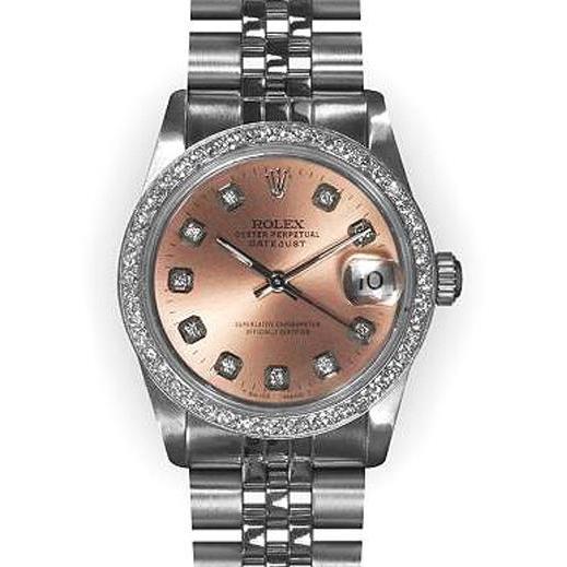 Rolex Datumjust roestvrij staal Horloge Roze Wijzerplaat Fg Middelgrote Rolex Roze Wijzerplaat Roestvrij
