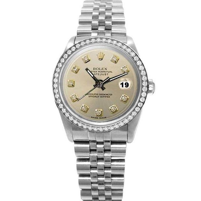 Rolex Datumjust roestvrij stalen armband horloge met zilveren diamanten wijzerplaat
