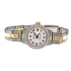 Rolex Datumjust tweekleurige dameshorloge met diamanten lunette
