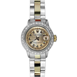 Rolex Datumjust tweekleurige dameshorloge met diamanten rand