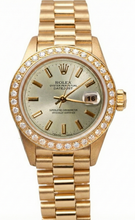 Afbeelding in Gallery-weergave laden, Rolex Datumjust voorzitter-stijl horloge ivoorkleurige diamanten rand
