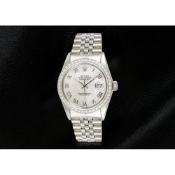 Rolex Datumjust witte Dweil Romeinse wijzerplaat Diamanten lunette roestvrij staal Jubileum armband SNELLE INSTELLING