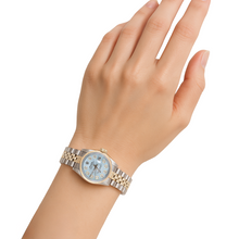 Afbeelding in Gallery-weergave laden, Rolex Datumjust witte Dweil Romeinse wijzerplaat Diamanten lunette roestvrij staal Jubileum armband SNELLE INSTELLING

