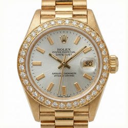 Echte Rolex Datumjust witte Stok Wijzerplaat President stijl Horloge Diamanten lunette Goud