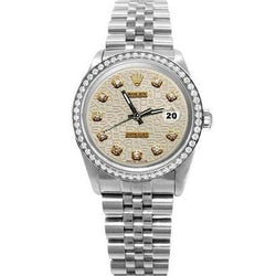 Rolex Datumjust zeer fijn herenhorloge met witte diamanten roestvrij staal jubileum SNELLE INSTELLING