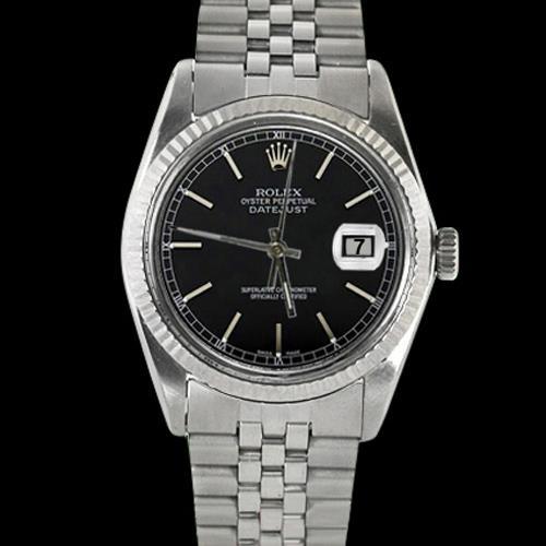 Rolex Datumjust zwarte stok wijzerplaat herenhorloge roestvrijstalen jubileumarmband Bez SNELLE INSTELLING
