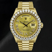 Afbeelding in Gallery-weergave laden, Rolex Day-Date 18038 36mm Champagne Romeinse Diamanten Wijzerplaat Geelgoud Horloge
