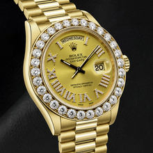 Afbeelding in Gallery-weergave laden, Rolex Day-Date 18038 36mm Champagne Romeinse Diamanten Wijzerplaat Geelgoud Horloge
