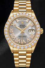 Afbeelding in Gallery-weergave laden, Rolex Day-Date 18038 36mm Zilveren Romeinse Diamanten Wijzerplaat Geelgoud Horloge
