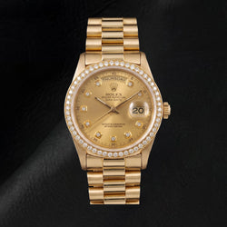 Rolex Day-Date 1803 36mm Champagne Diamanten Wijzerplaat 18K Geelgoud Horloge