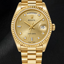 Rolex Day-Date 18238 36 mm Champagne Jubilee Diamanten Wijzerplaat Geelgoud Horloge
