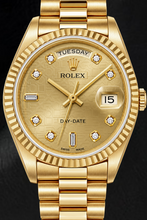 Afbeelding in Gallery-weergave laden, Rolex Day-Date 18238 36 mm Champagne Jubilee Diamanten Wijzerplaat Geelgoud Horloge
