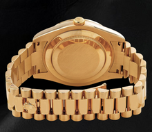 Afbeelding in Gallery-weergave laden, Rolex Day-Date II 218348 41mm Champagne Baguette Diamanten Wijzerplaat Geelgoud Horloge 18K
