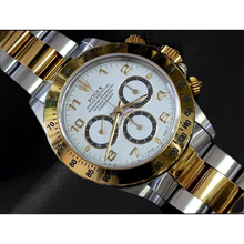 Afbeelding in Gallery-weergave laden, Rolex Daytona Cosmograph Roestvrij Staal en Geelgoud Horloge met Arabische Cijfers Wijzerplaat
