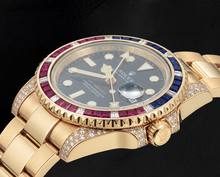 Afbeelding in Gallery-weergave laden, Rolex GMT Master II 116718 Zwarte Wijzerplaat 40mm 18K Geelgoud Horloge
