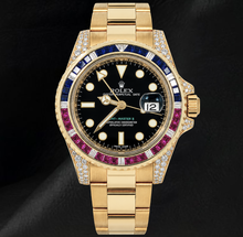 Afbeelding in Gallery-weergave laden, Rolex GMT Master II 116718 Zwarte Wijzerplaat 40mm 18K Geelgoud Horloge
