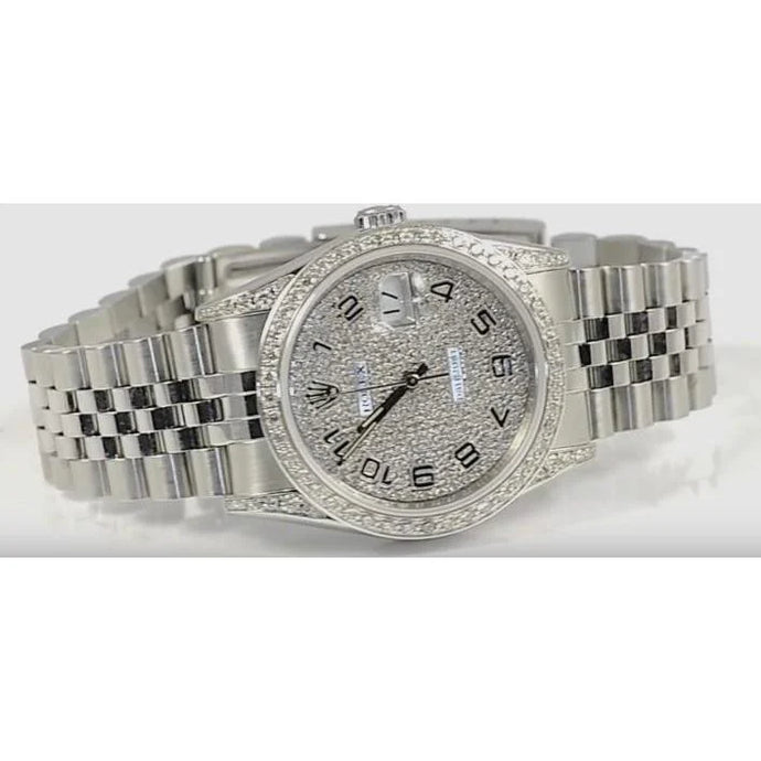 Rolex Heren Datumjust Horloge Diamanten Rand Jubileumarmband snel ingesteld
