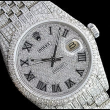 Afbeelding in Gallery-weergave laden, Rolex Iced Out Diamond 12 karaat 36 mm Romeinse wijzerplaat roestvrij staal horloge
