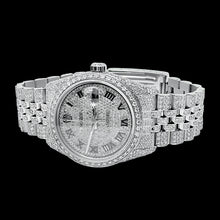 Afbeelding in Gallery-weergave laden, Rolex Iced Out Diamond 12 karaat 36 mm Romeinse wijzerplaat roestvrij staal horloge
