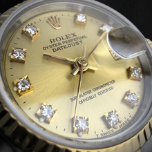 Afbeelding in Gallery-weergave laden, Rolex Dames Datejust 26 mm Champagnekleurige Fabrieksoriginele Diamanten Wijzerplaat Tweekleurig Horloge
