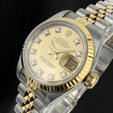 Afbeelding in Gallery-weergave laden, Rolex Dames Datejust 26 mm Champagnekleurige Fabrieksoriginele Diamanten Wijzerplaat Tweekleurig Horloge
