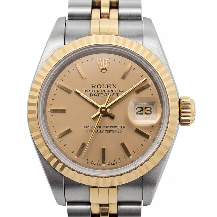 Rolex Lady-Datejust 26 mm champagnekleurige wijzerplaat met tweekleurige wijzerplaat P1