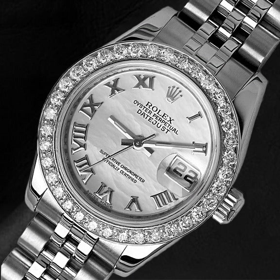 Rolex Lady-Datejust 26mm Wit Parelmoer Diamant Staal Dameshorloge