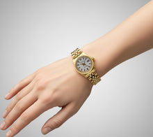 Afbeelding in Gallery-weergave laden, Rolex Lady-Datejust Witte Stick Dial President Stijl Armband Geel Goud Horloge P4
