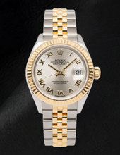 Afbeelding in Gallery-weergave laden, Rolex Lady-Datejust 28mm 279173 tweekleurig horloge met zilveren Romeinse wijzerplaat
